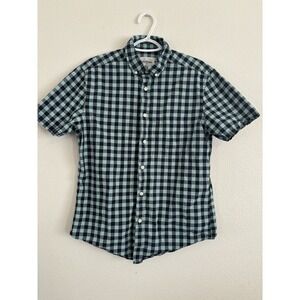 Goodfellow & Co Light Teal & Navy Blue Plaid Casual Button-Down Shirt Size M‎